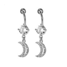 (Steel color) Fashion New Belly Umbilical Ring Navel Buckle Navel Stud Round Hanging Moon Umbilical Ring