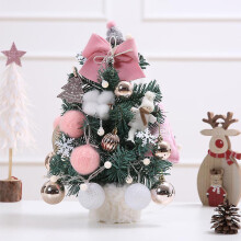 (35cm korean style pink tree (light for free)) Festival Mini Christmas Tree Ornaments 50cm Desktop Christmas Tree With Light Golden Red