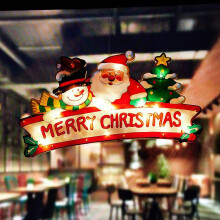 (Large merry christmas) Led Wall Hanging Suction Lamp Christmas Shop Window Decoration Lamp Holiday Scene Layout Ambience Light