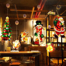 (No. 3 combination) Led Wall Hanging Suction Lamp Christmas Shop Window Decoration Lamp Holiday Scene Layout Ambience Light