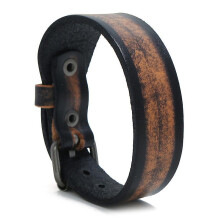 (Retro black) Retro Cattle Leather Bracelet Simple Men's Leather Ornament