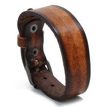 (Retro brown) Retro Cattle Leather Bracelet Simple Men's Leather Ornament