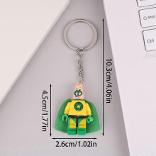 (Patrick Star) Minifigure Building Blocks Keychain Captain America Batman Gingerbread Man Assembly Model Keyring Pendant Backpack Car Decor Toy