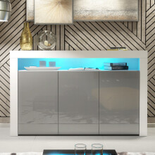 Aether 155cm Sideboard LED - White & Grey Gloss Doors