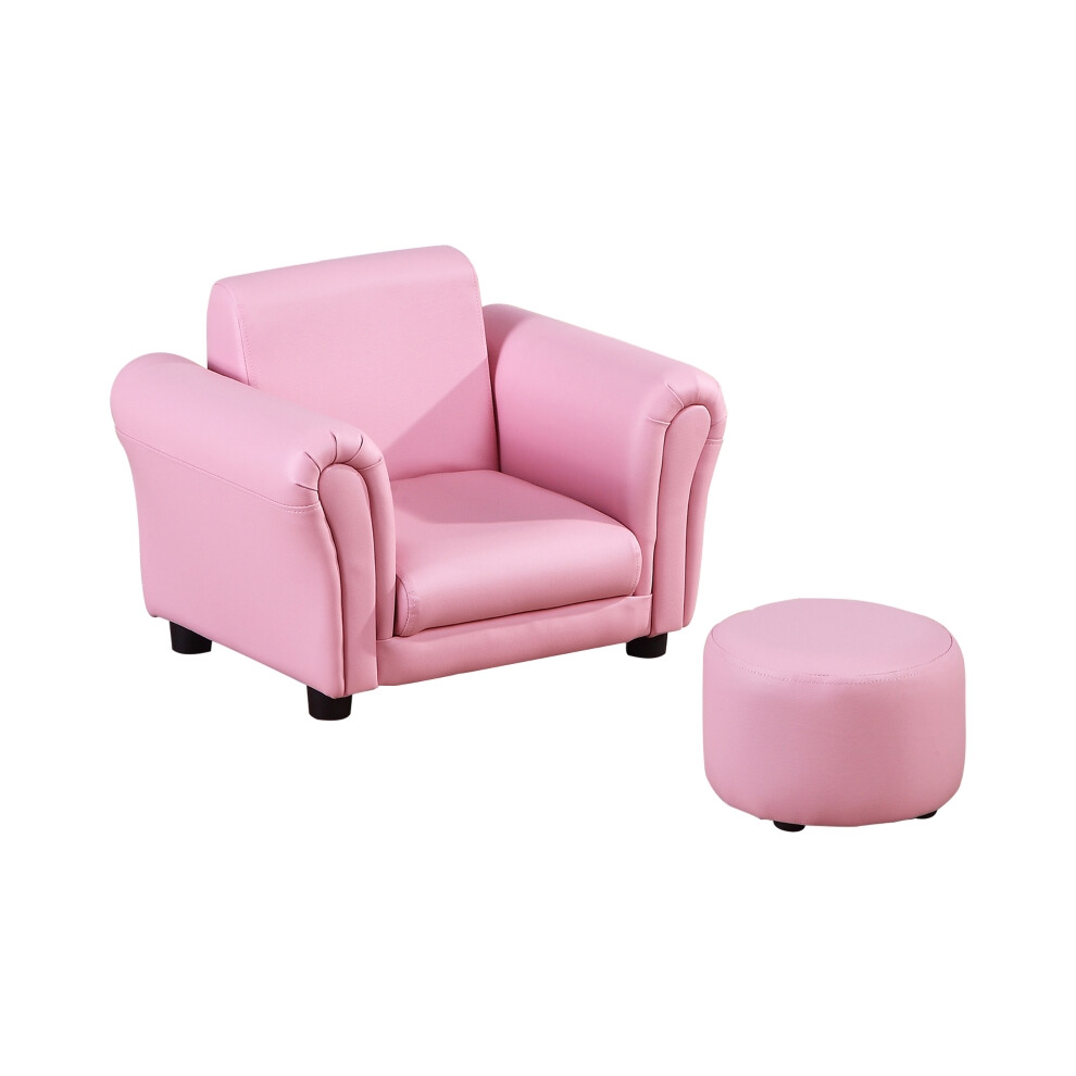 Toddler Kids Sofa Set with Stool Pink 54 x 42 x 41cm Comfortable Child Seater Durable Material Perfect for Playroom-image-OPC-PKYXZYR-NEW