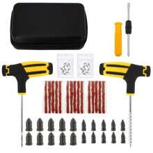(Case-b-26pcs) Car Tire Repair Tool Kit Studding Set Auto Bike Puncture Plug Garage Needle Nose Pliers Vacuum Film Nail Screws W/ Storage Case