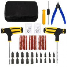 (Case-b-27pcs-pliers) Car Tire Repair Tool Kit Studding Set Auto Bike Puncture Plug Garage Needle Nose Pliers Vacuum Film Nail Screws W/ Storage Case