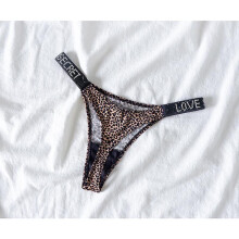 (Xl, Leopard) Sexy Women Pantie Crystal Rhinestone Underwear Thongs Low Rise Fitness Gym Underwearpanties