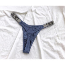 (Xl, Blue) Sexy Women Pantie Crystal Rhinestone Underwear Thongs Low Rise Fitness Gym Underwearpanties