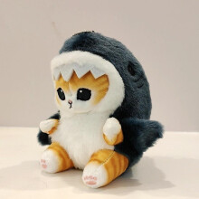 (Blue) Cute Shark Cat Fried Shrimp Cat Plush Doll Pendant Doll Beautiful Room Car Bag Decoration Pendant Opening Holiday Gift