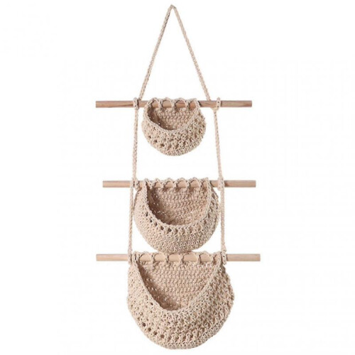Hanging Fruit Basket 3 Tier Over The Door Izer Handwoven Fruit Ock For