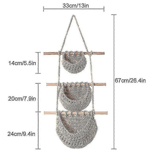 Hanging Fruit Basket 3 Tier Over The Door Izer Handwoven Fruit Ock For 1
