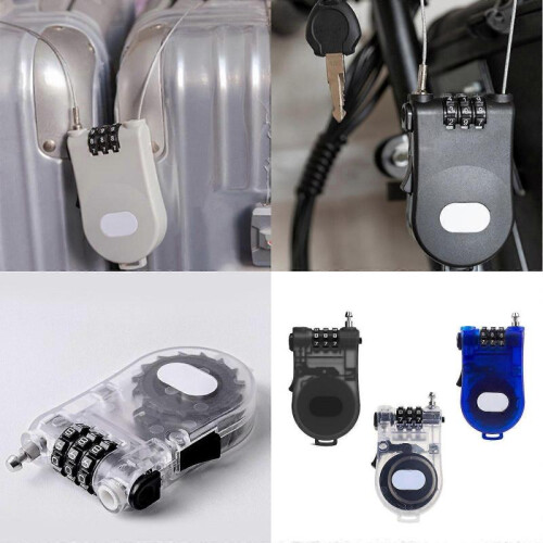 (Black) Combination Lock Cable Lock for Travel, Luggage, Cycling Helmets, Wire Rope 3 Digits Padlock Password Code Security Lock  royal blue 1