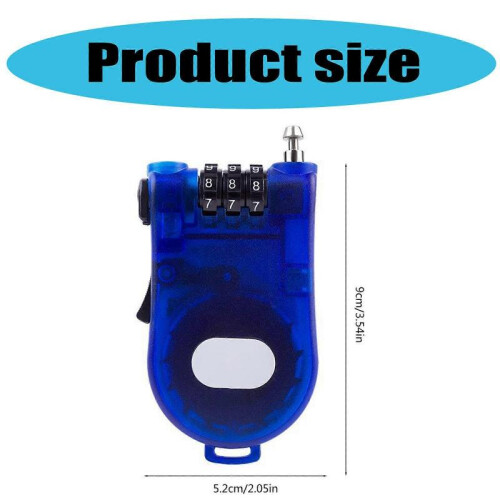 (Light Grey) Combination Lock Cable Lock for Travel, Luggage, Cycling Helmets, Wire Rope 3 Digits Padlock Password Code Security Lock  royal blue 2