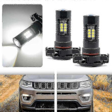 2-pcs Xenon White 5202 PSX24W LED Headlight Bulbs for Jeep Compass 2017-2019 Daytime Running Lights with Canbus DRL Function