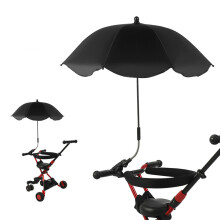 Baby Stroller Umbrella UV Protection 360 Adjustable Waterproof Black