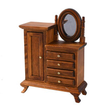 (walnut color) Antique Miniature Dressing Table for Dollhouses Collector 1/16 Realistic Vanity Table Furniture with Simulation Detail  walnut color