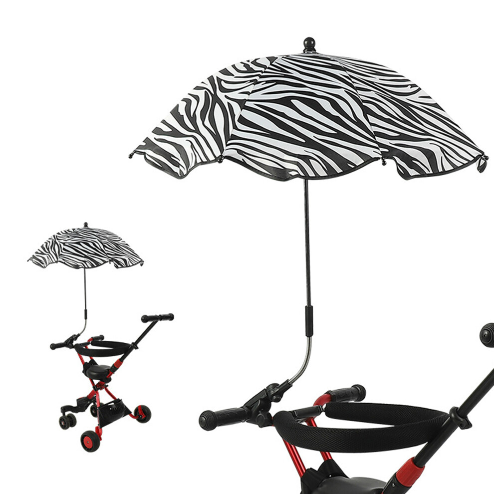Baby Stroller Umbrella UV Protection, 360 Adjustable, Waterproof, Zebra Print
