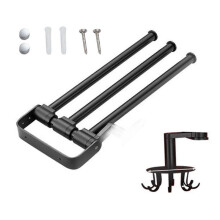 (Black) Space Aluminum Rotating Towel Rack Pot Shovel Paper Tissue Holder  Silver