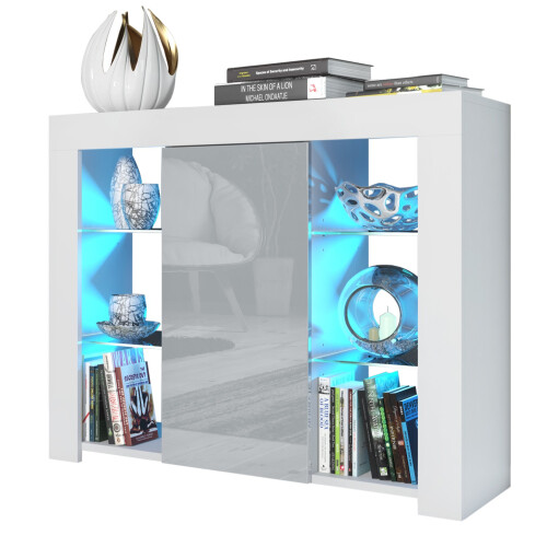 Creative Furniture Harbor 97cm Sideboard LED  - White & Grey Gloss Doors 2