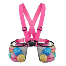 (Pink) Portable Mesh Cloth Beach Bag Large Capacity Mesh Backpack Swimming Pool Toy Water Balloon Bag Easy to Carry  Pink