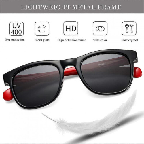 (Black-Red) Ized Tpee Flexible Frame 100% Uv Kids Sunglasses 1