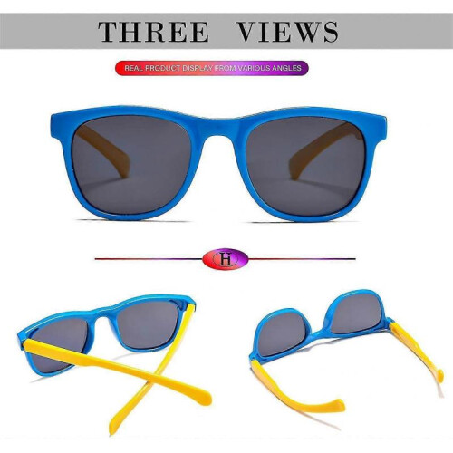 (Blue-Yellow) Ized Tpee Flexible Frame 100% Uv Kids Sunglasses 2