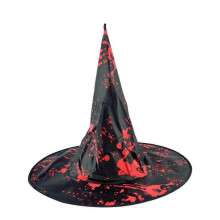 (Black) Halloween LED Lighted Witch Hat Scary Bloody Wizard Cap Horror Props Party Decor  White
