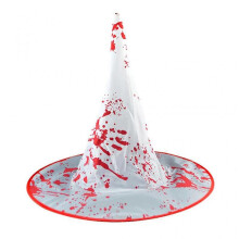 (White) Halloween LED Lighted Witch Hat Scary Bloody Wizard Cap Horror Props Party Decor  White