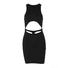 (S, Black) Sexy Cut out Bodycon Slim Irregular Dress Women Solid Color Dress Sleeveless Mini Dress for Daily Vacation Cocktail Club  Black S