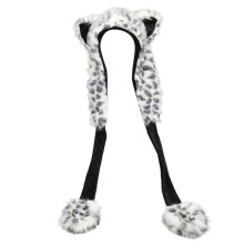 Furry Ear Flap Cap Thicken Plush Cartoon Ear Hat for Skiing Hiking Universal Lady Windproof Ushanka Hat for Cold Weather  White