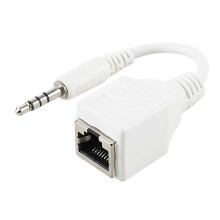 Para Cat5 Rj45 Socket To 35mm 4 Pole Male Plug Audio Ethernet Lan Network Adapter Comprimento Total Sobre