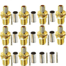 Para 10pcs Rp Sma Fêmea Plug Connector Crimp Para Rg58 Lmr195 Rg142 Rg400