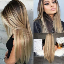 (w12016815) Womens Straight H Wigs Ladies Ombre Blonde Wig