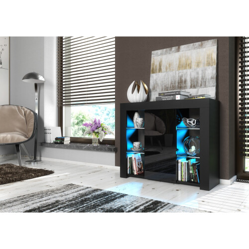 Creative Furniture Harbor 97cm Sideboard LED - Black Gloss Doors 1