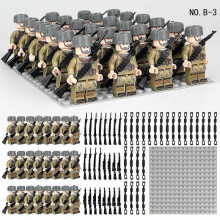 (style 3) 24pcs British German Soviet Military Building Block Set with Small Particle Assembly for Bottom Plate Toys