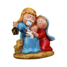 (Manger sitting postu) Christmas Nativity Scene Resins Miniature Figurines Cartoon Manger Scene Statues Tabletop Holiday Decoration Ornament
