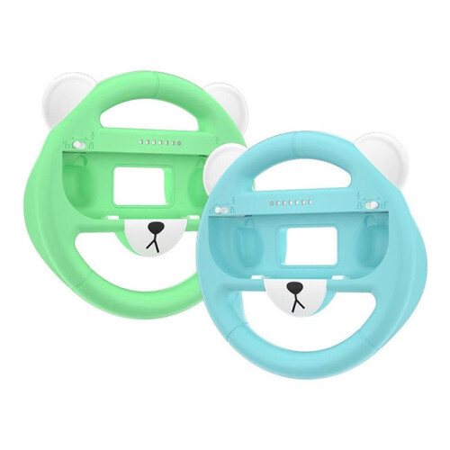 (Green blue) 1 Pair Racing Steering Wheel for Switch Joy Con Controller Handle Grip Gameing Accessory  Red and blue