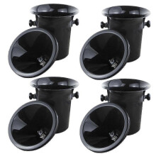 4x Wine Dump Black Plastic Wine Spittoon - Standard Size with Black Funnel Champagne Bucket