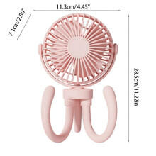 (White) Cute Baby Fan Octopus Fan Rechargeable Portable Fan with Flexible Tripod for Car for Seat Bike Stroller Pram Pushchair  White