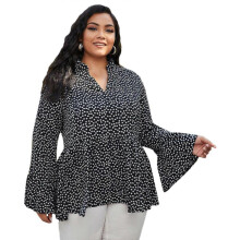 (3XL, Black) Leisure Black Floral Long Sleeve Shirts Summer Top Lady Loose Long Sleeve Oversized Shirt Womens Commute Blouses Autumn  Black XL