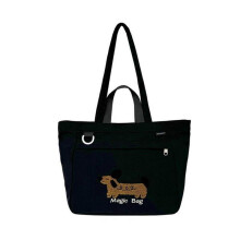 (Black) Cartoon Dog Shoulder Bag Large Capacity Shopping Bag Top Handle Bag Fashion Handbag All-Matching Work Bag for Travel  Khaki