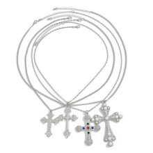 (White K) Pack of 4 Elegant Chain Necklace Stylish Neck Jewelry Pendant Necklace Alloy Texture Neckchain for Various Occasion