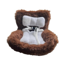 (Deep brown) Plush Doll Car Seat With Soft Cushion Vent Clip Desk Display For 10-17cm Collectible Figure Dolls Car Interior Decors  White