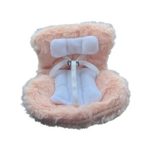 (Milk tea color) Plush Doll Car Seat With Soft Cushion Vent Clip Desk Display For 10-17cm Collectible Figure Dolls Car Interior Decors  White