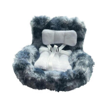 (Gray leopard pattern) Plush Doll Car Seat With Soft Cushion Vent Clip Desk Display For 10-17cm Collectible Figure Dolls Car Interior Decors  White
