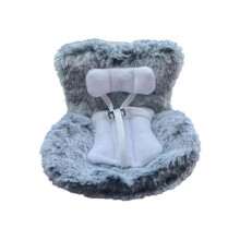 (Smoke grey) Plush Doll Car Seat With Soft Cushion Vent Clip Desk Display For 10-17cm Collectible Figure Dolls Car Interior Decors  White