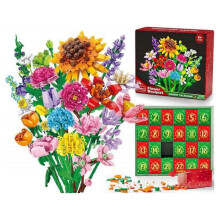 (Sunflowers) Advent Calendar 2025 Flower Bouquet Building Blocks For Adults Kids 24 Days Christmas Countdown Calendars With 24 Types Flowers