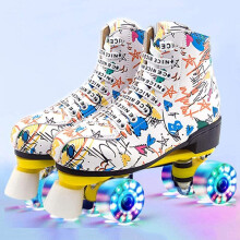 Roller Skates Artistic Quad Roller Skates PU Wheel Classic Roller Boots Size 36 Unisex Full Flash