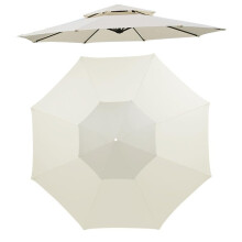 Umbrella Replacement Canopy 8-Rib Garden Umbrella 230cm 7.5ft White 2-Tier Parasol Top Cloth